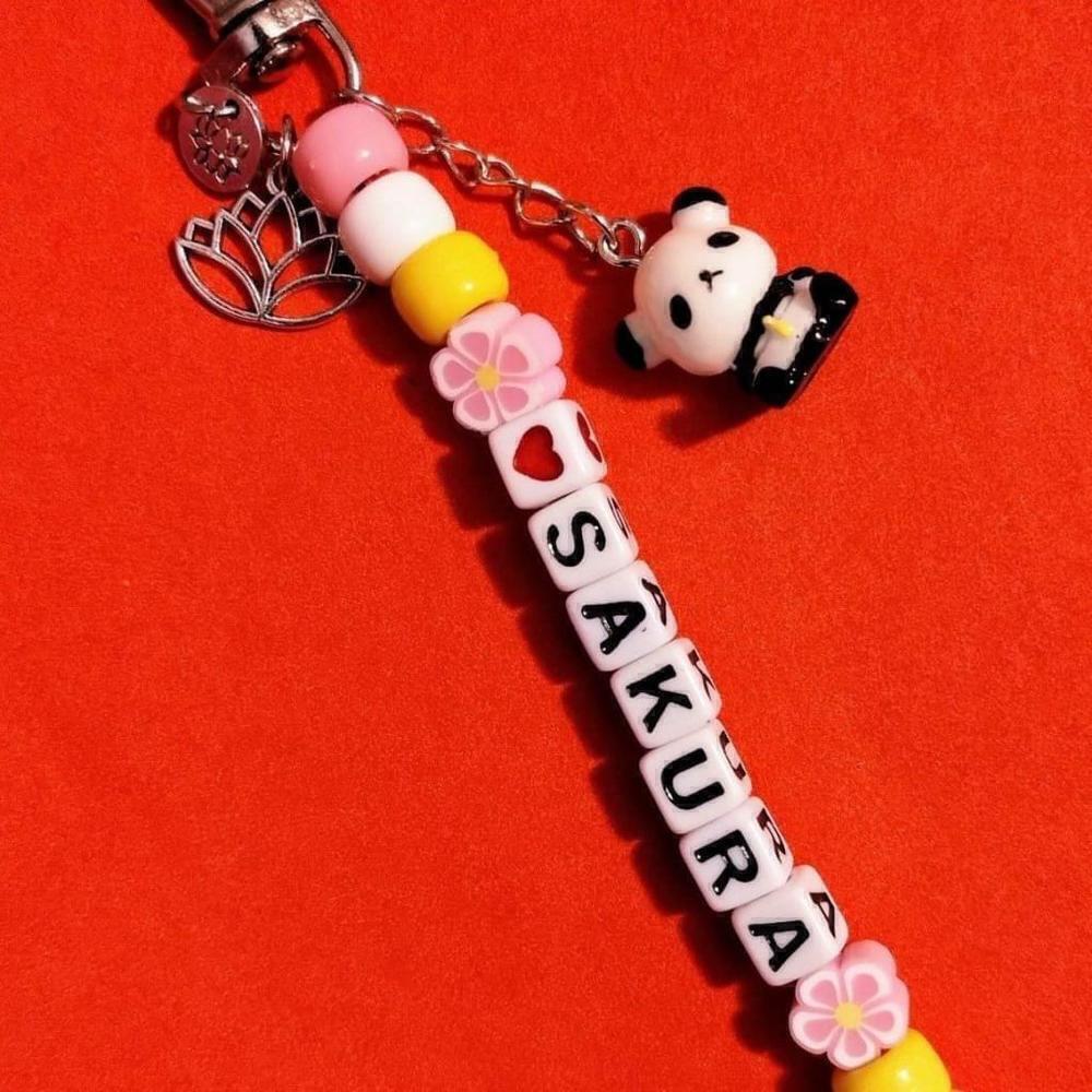 Handmade Kawaii Sakura Panda Lotus Charm Kandi Keychain